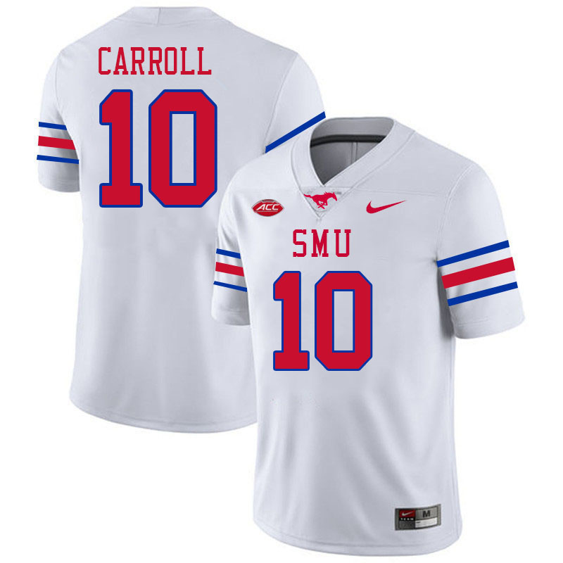SMU Mustangs #10 Jamarion Carroll College Football Jerseys Stitched Sale-White